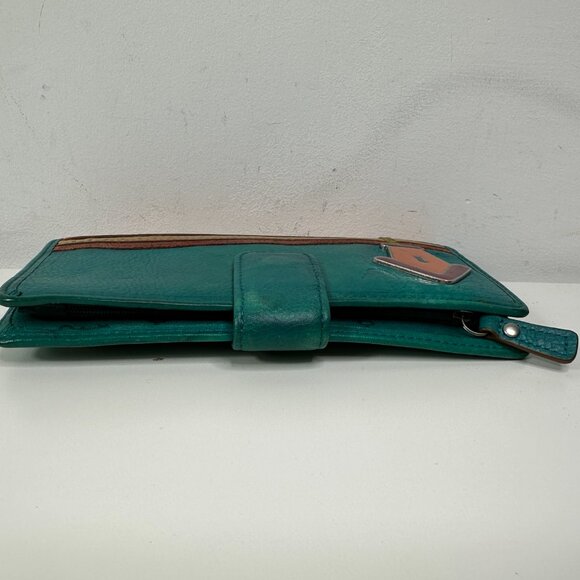 Fossil Birdhouse Wallet Teal Green Snap Button Credit Cards Bill Coins ID - Picture 8 of 13